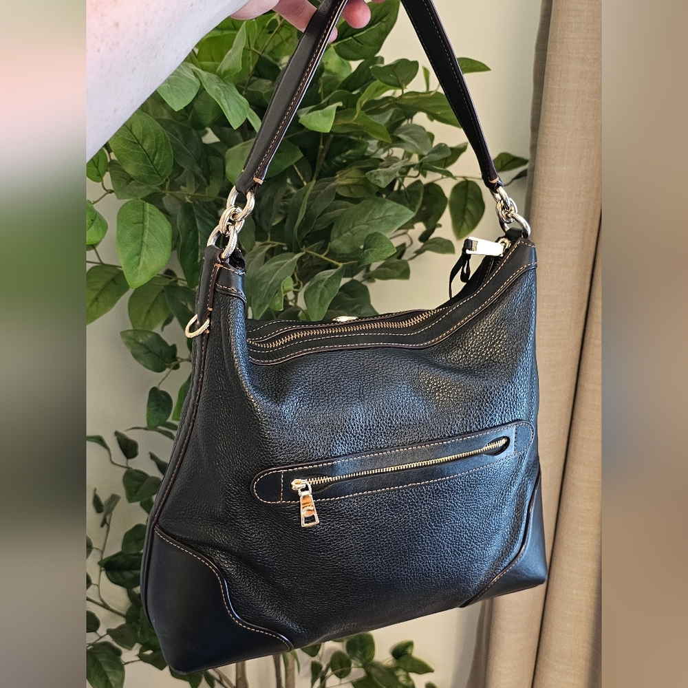 Coach Ivie Pebbled Leather Shoulder Hobo Bag Black F35846 - Picture 2 of 10